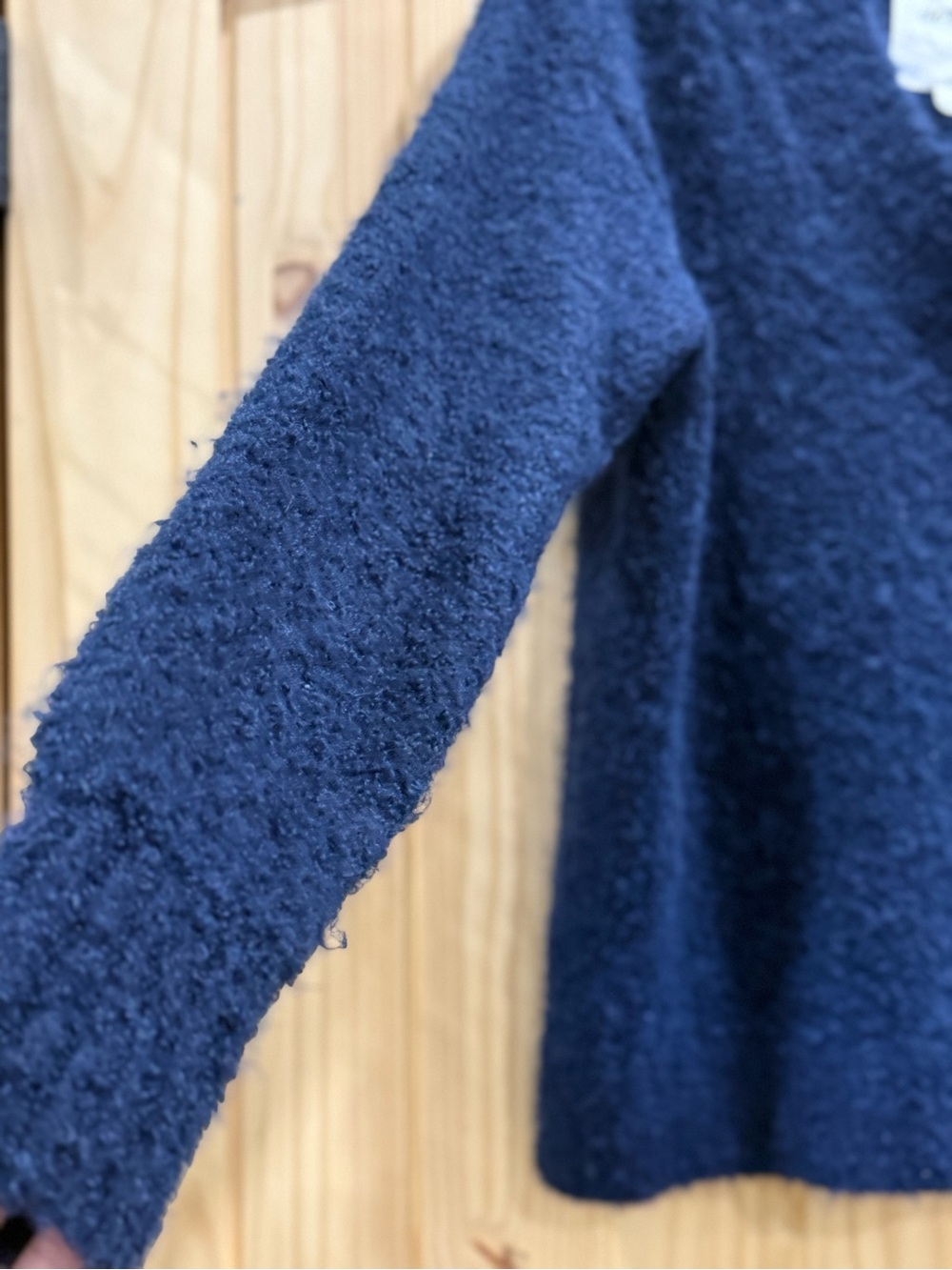 Aerie Blue Fuzzy Bouclé V-Neck Sweater Size XS - Picture 3 of 6